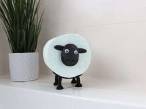 Wackelaugen-Schaf als Toilettenpapierhalter (kleine Wackelaugen)